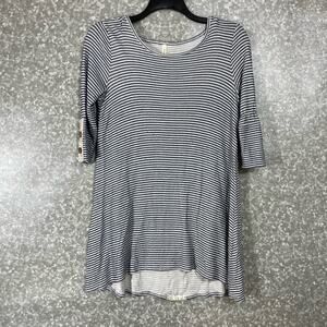 Orange Creek Women's Gray Striped Lace Trim Boho Dress - Size Small - Western